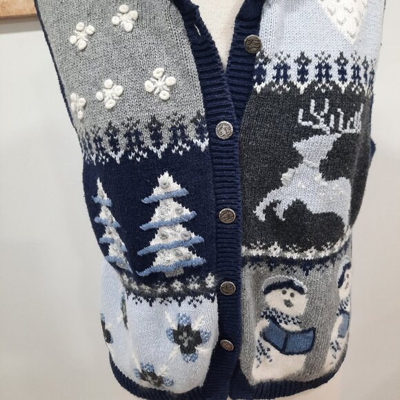 Vtg 90s winter theme knit vest - North Crest brand - Picture 4 of 11